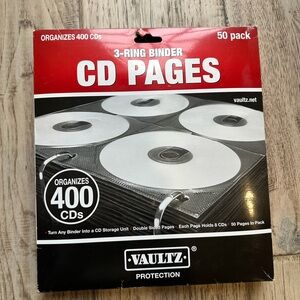 Vaulz 3 Ring Binder CD pages. 37 packs. New. Hold 296 CD’s.